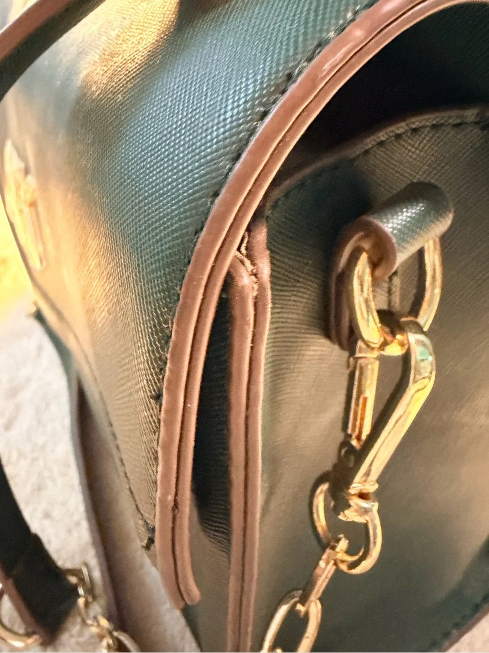 Anne Klein Avery Flap Top Handle Crossbody Satchel Bag Forest Green